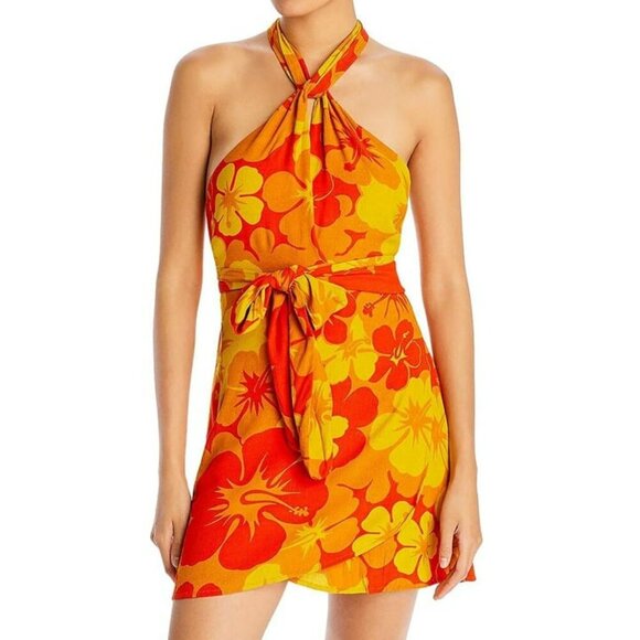 Faithfull The Brand Odette Floral Crepe Halterneck Dress Size S / US 4 MSRP $189 - Picture 1 of 7